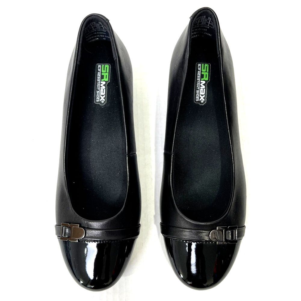 SR Max Isabela Womens Black Wedge Style Soft Toe Slip Resistant Work Shoe Size 8